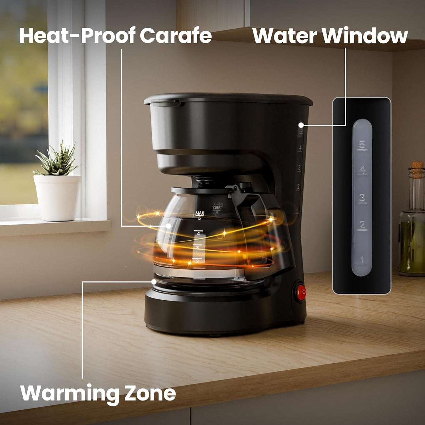 5-Cup Drip Coffee Maker -  (Online Exclusive) Programmable, Auto Brew, Auto Pause, Keep Warm Function CM3710H