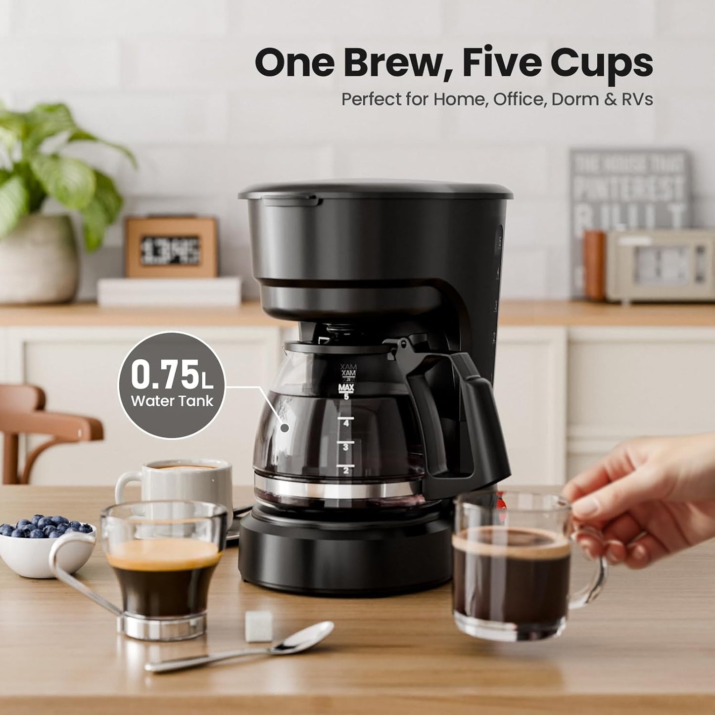 5-Cup Drip Coffee Maker -  (Online Exclusive) Programmable, Auto Brew, Auto Pause, Keep Warm Function CM3710H