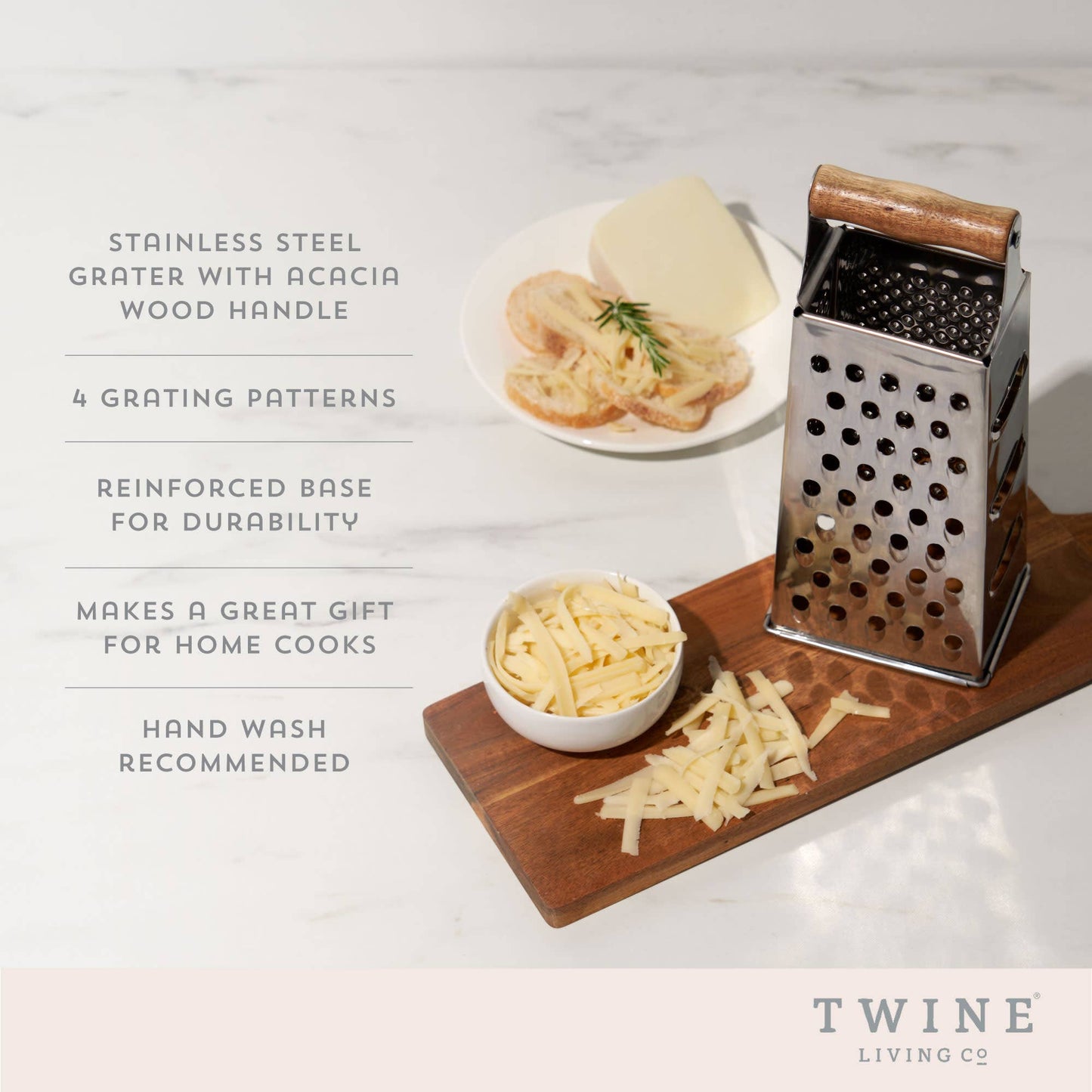 Acacia and Stainless Steel Cheese Grater