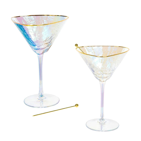 Iridescent Hammered Martini & Cocktail Glasses (Online Exclusive)