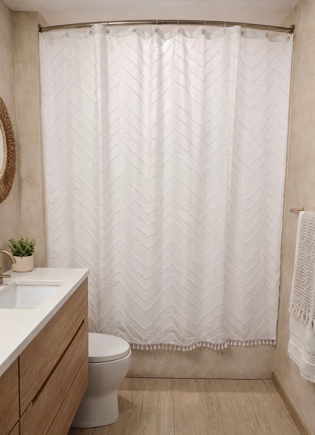 Capri Tufted Chevron Shower Curtain (Online Exclusive)
