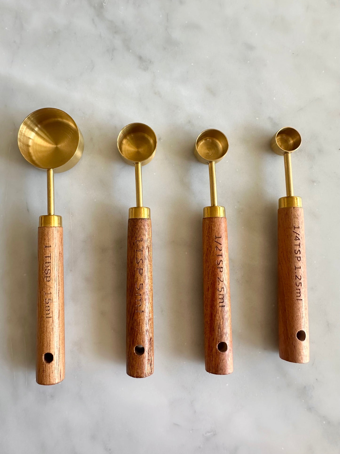 Acacia Wood and Gold Measuring Cups, Set of 8  (Online Exclusive)