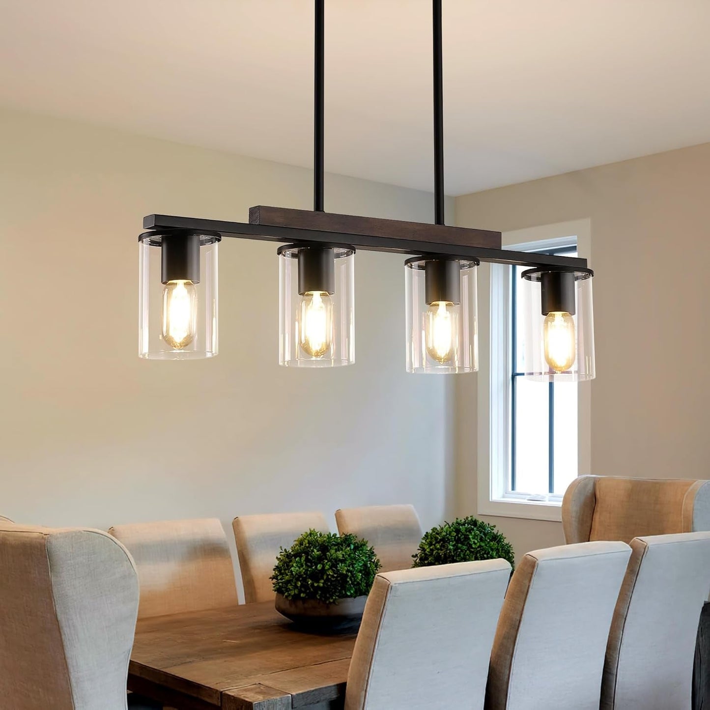 Farmhouse Black Linear Chandelier  (Online Exclusive)