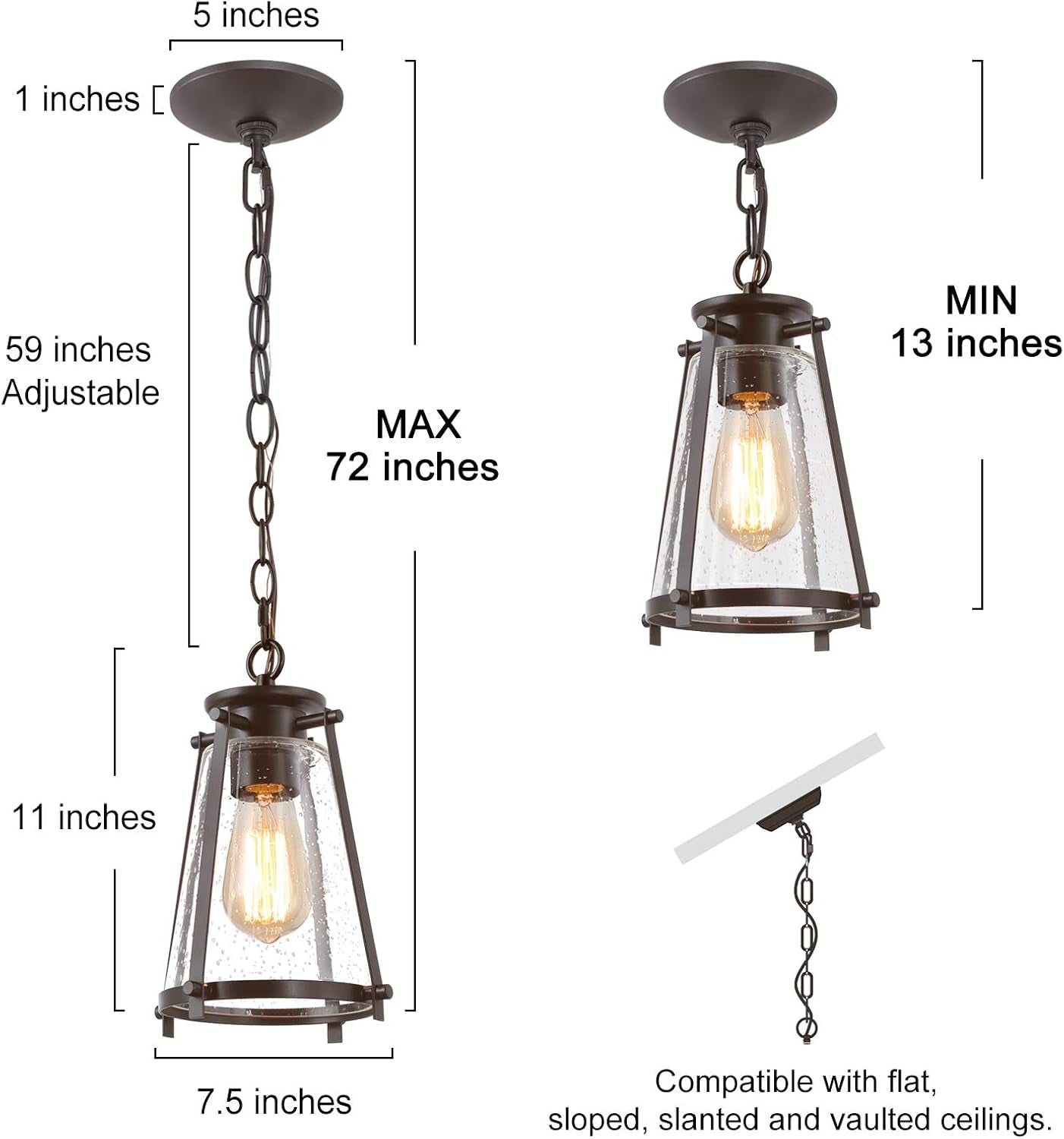 Farmhouse Pendant Lighting with Seeded Glass Shade  (Online Exclusive)
