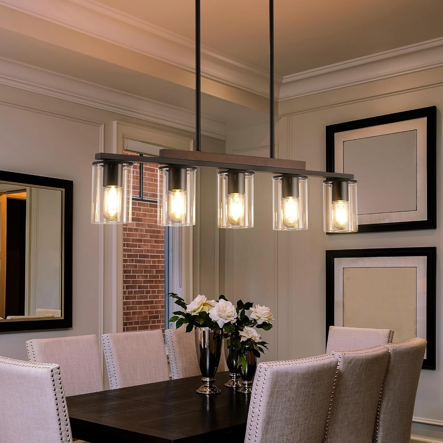 Farmhouse Black Linear Chandelier  (Online Exclusive)