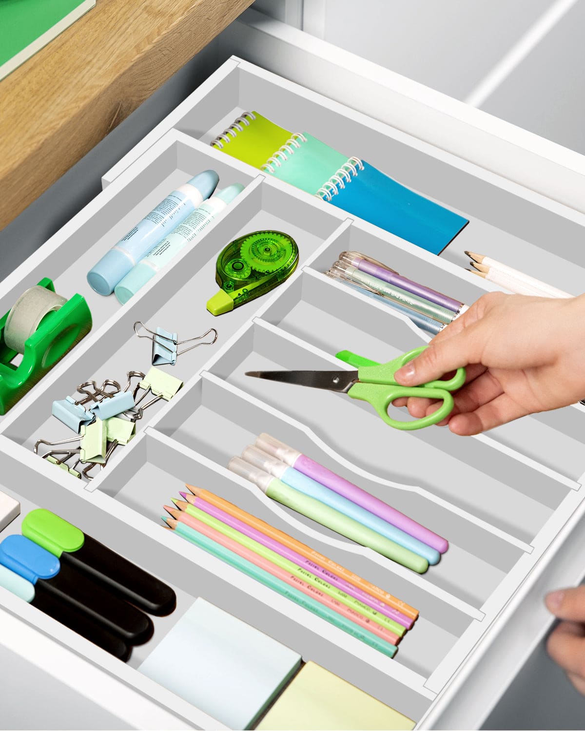 Silverware Drawer Organizer, White (9 Slots) (Online Exclusive)