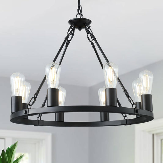 8 Lights Wagon Wheel Chandelier  (Online Exclusive)