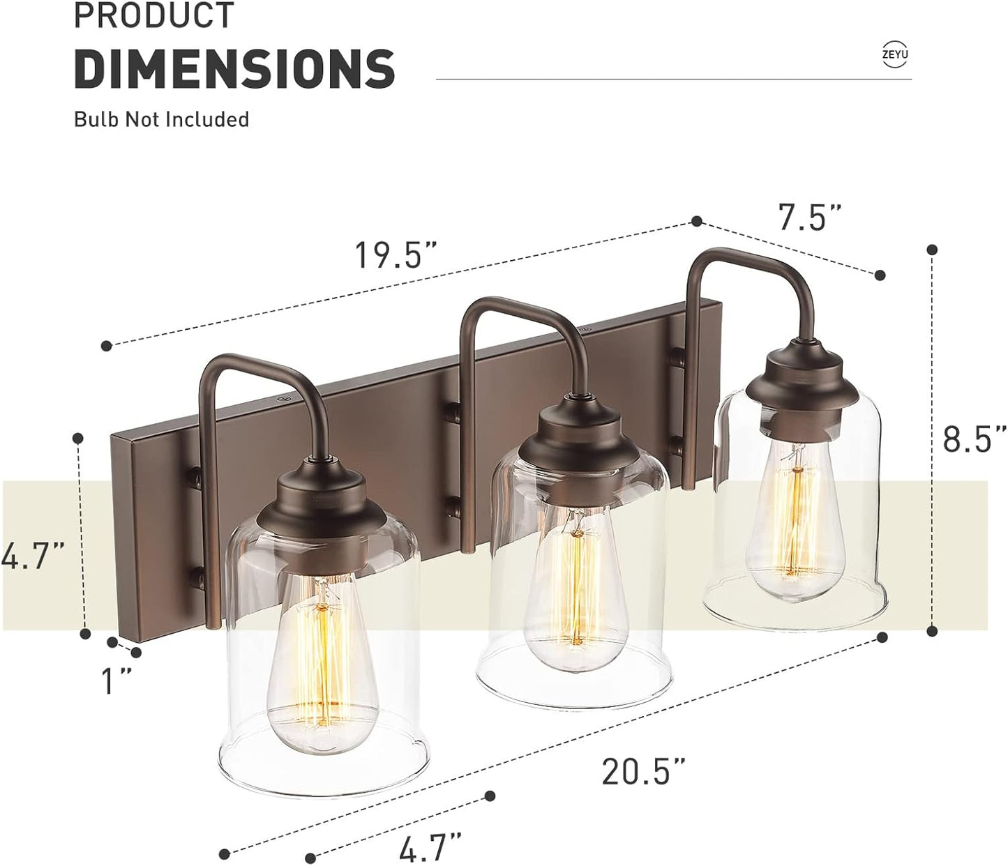 Farmhouse Glass Bathroom Vanity Light Fixture (Online Exclusive)