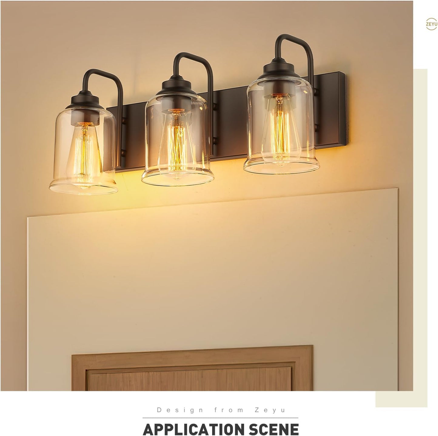 Farmhouse Glass Bathroom Vanity Light Fixture (Online Exclusive)