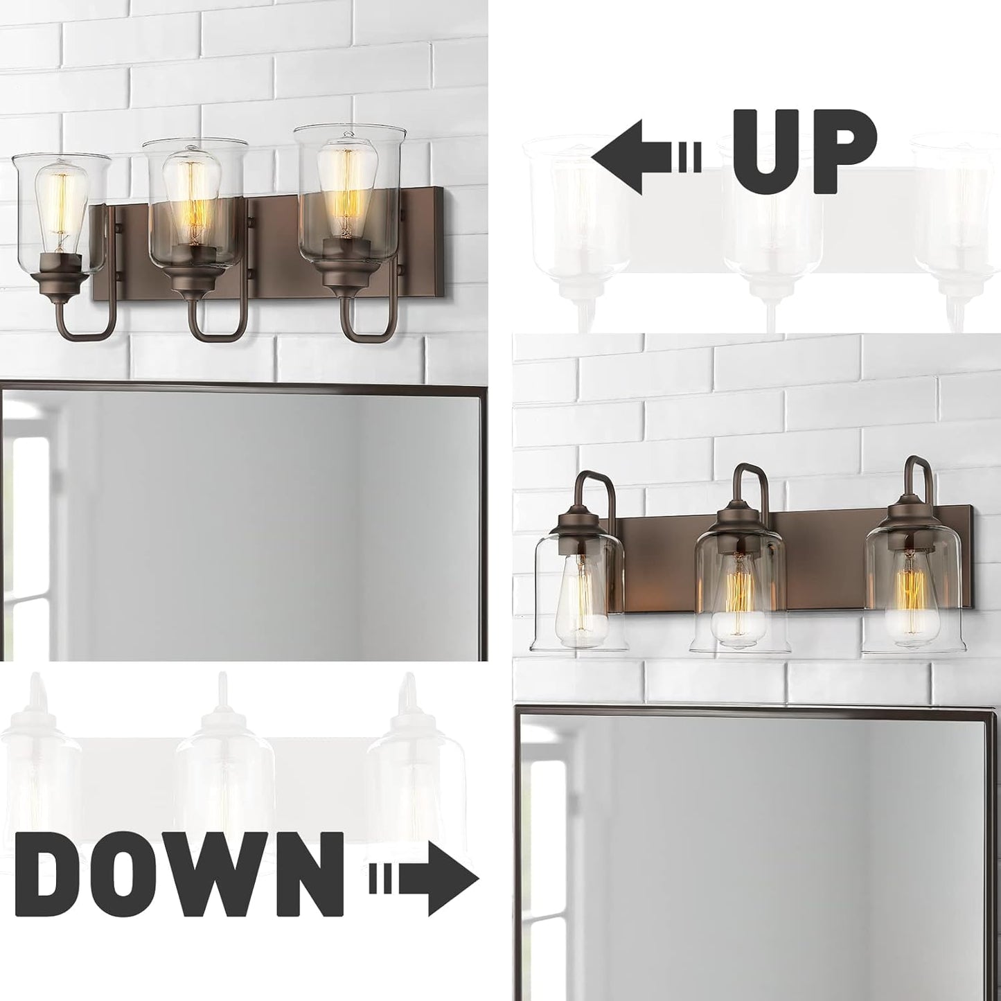 Farmhouse Glass Bathroom Vanity Light Fixture (Online Exclusive)