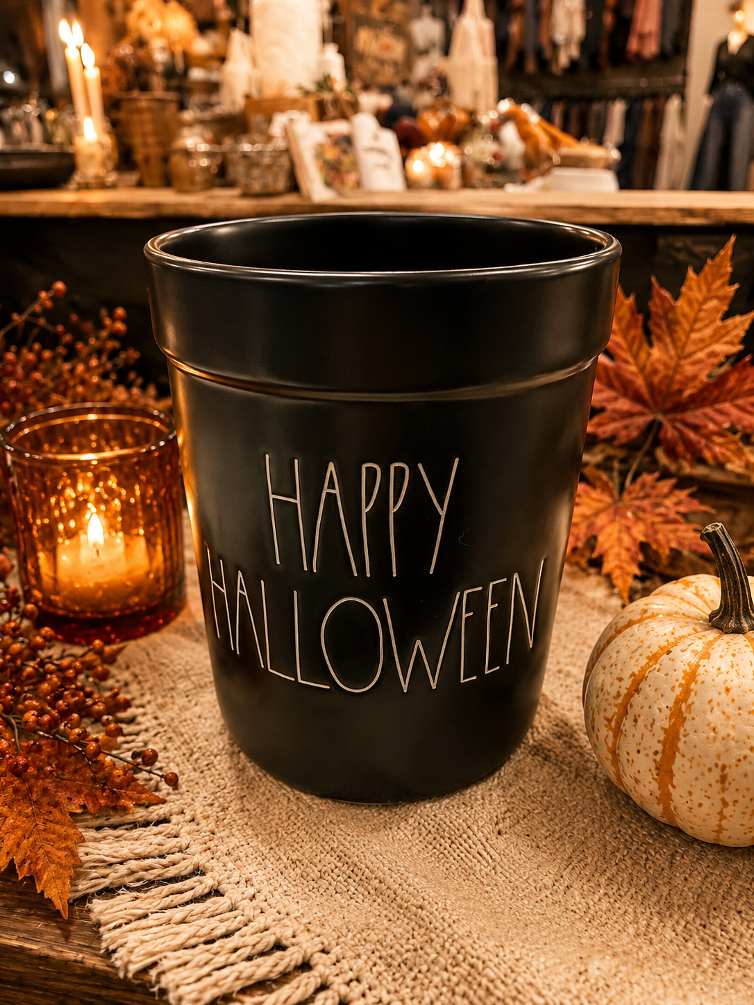 Rae Dunn Happy Halloween Ceramic Utensil Crock