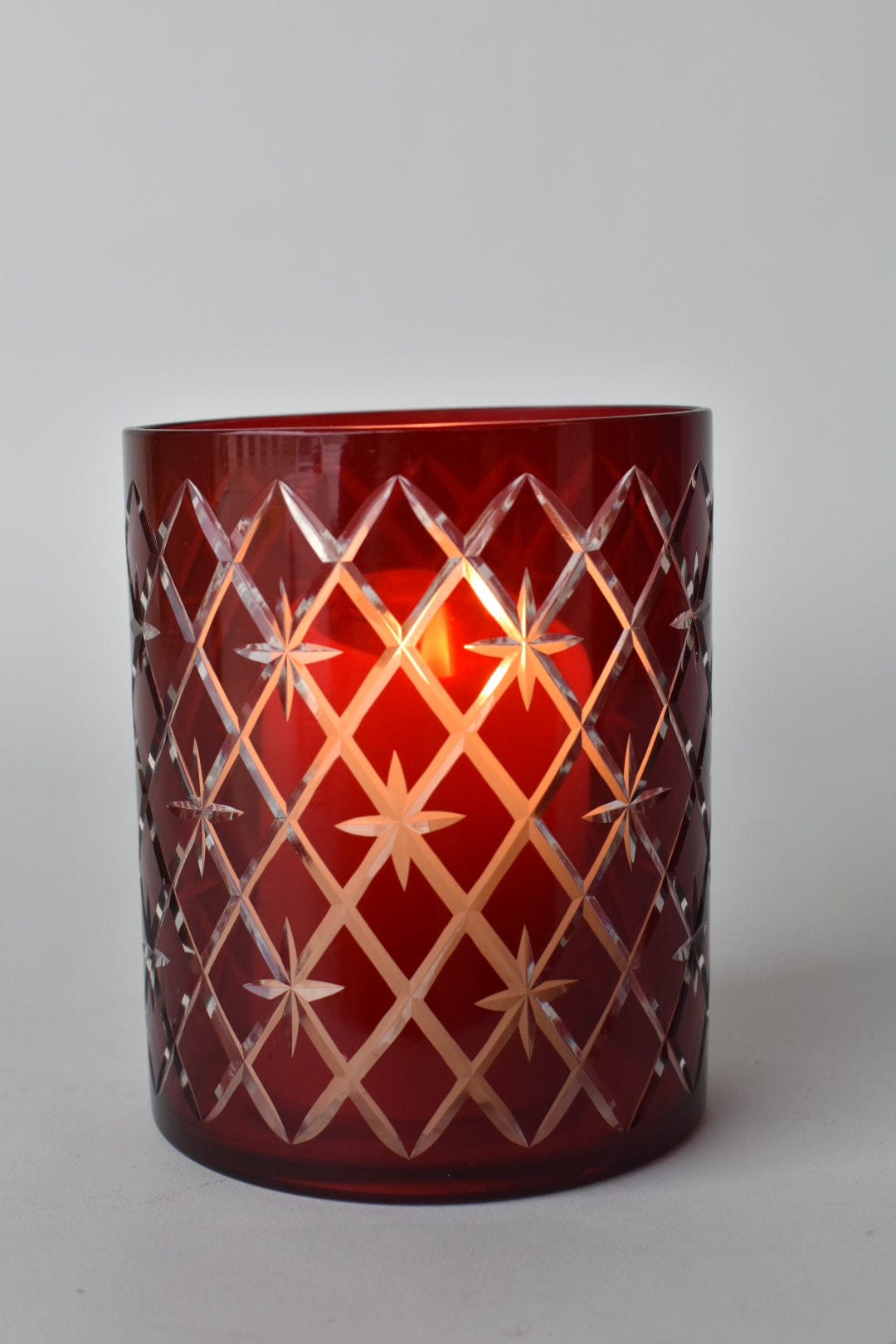 Crimson Cut Glass Hurricane (online exclusive)
