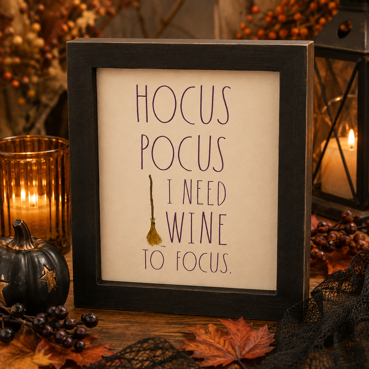 Rae Dunn “Hocus Pocus I Need Wine to Focus” Wood Box Sign 🍷🧙‍♀️