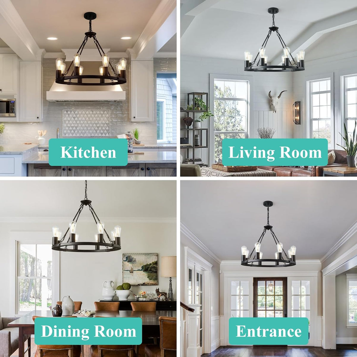 8 Lights Wagon Wheel Chandelier  (Online Exclusive)