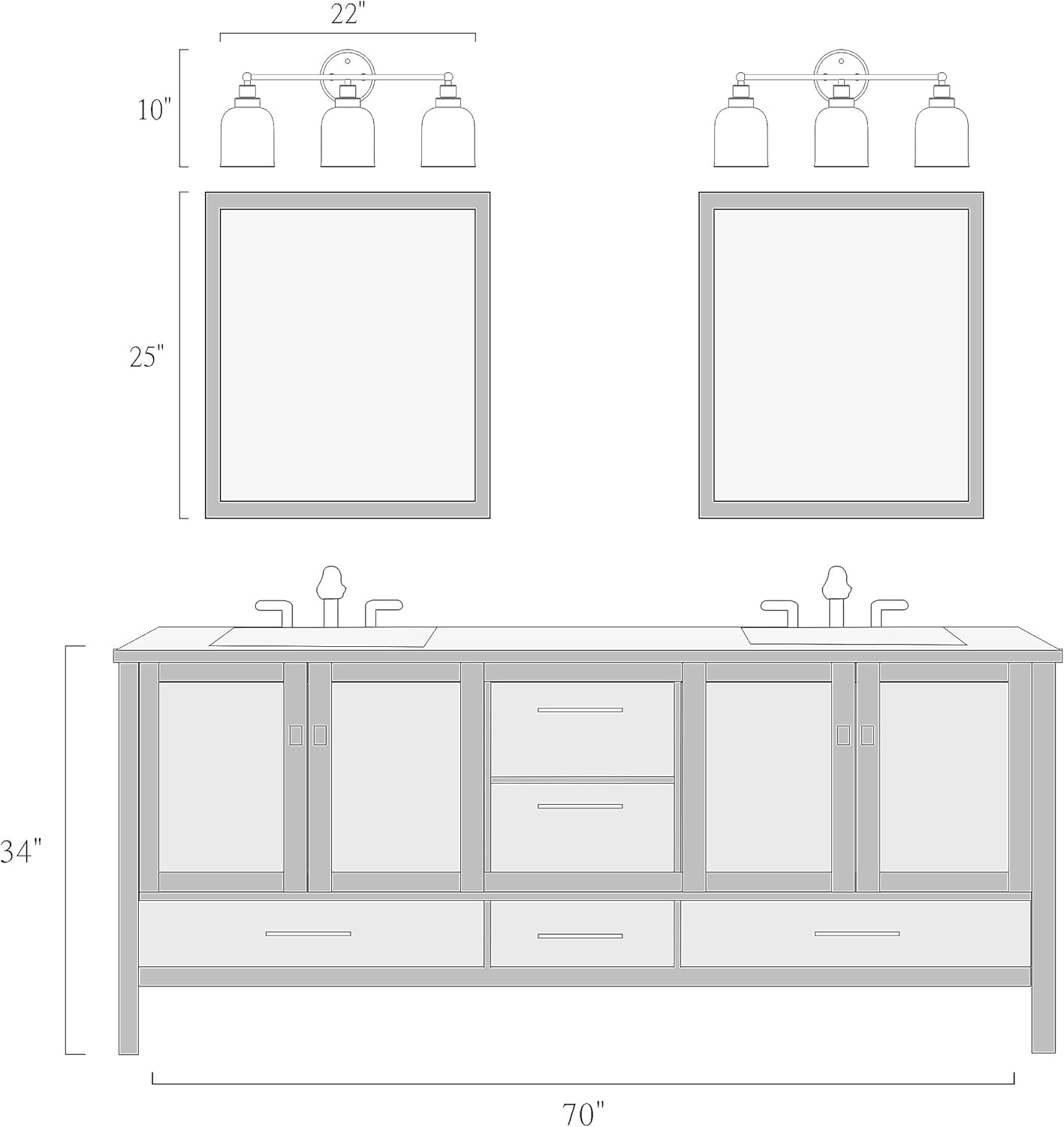 3-Light Black Vanity Light with Clear Glass Shade  (Online Exclusive)