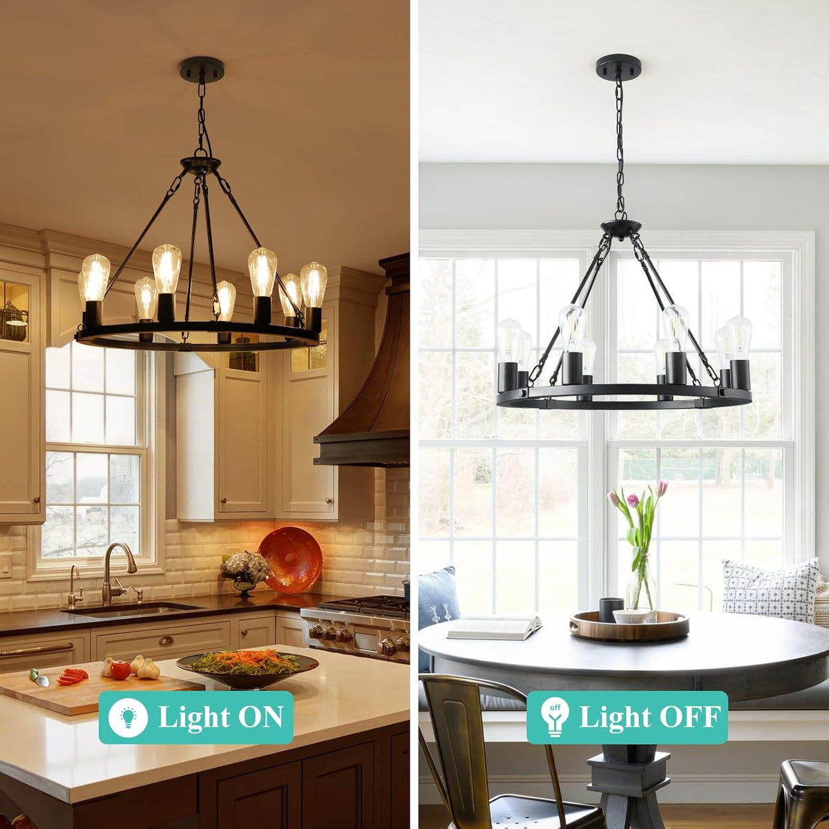 8 Lights Wagon Wheel Chandelier  (Online Exclusive)