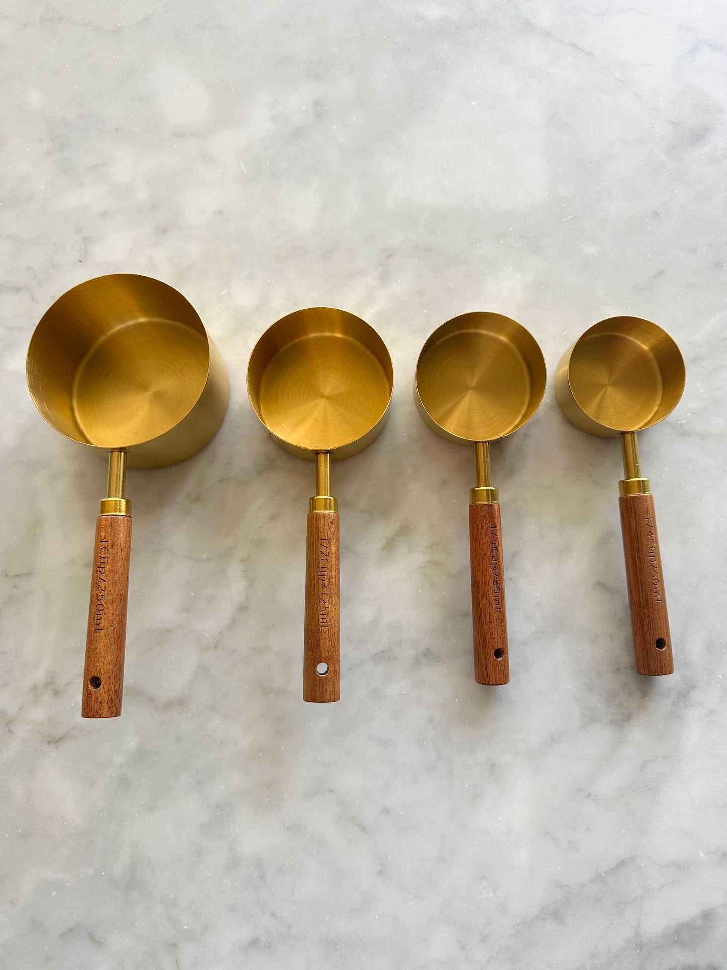Acacia Wood and Gold Measuring Cups, Set of 8  (Online Exclusive)
