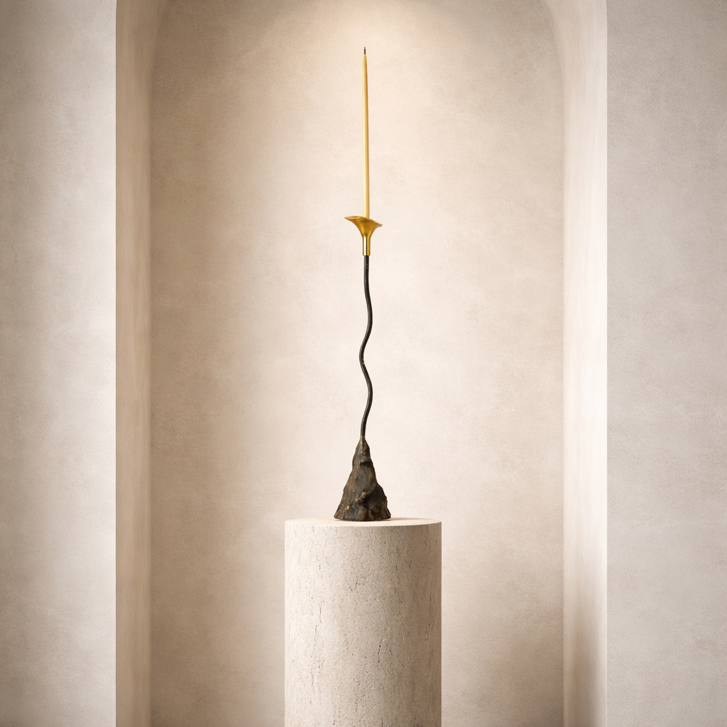 Calla Lily Iron Candlestick — Handcrafted Sculptural Candleholder (19”) (Online Exclusive)