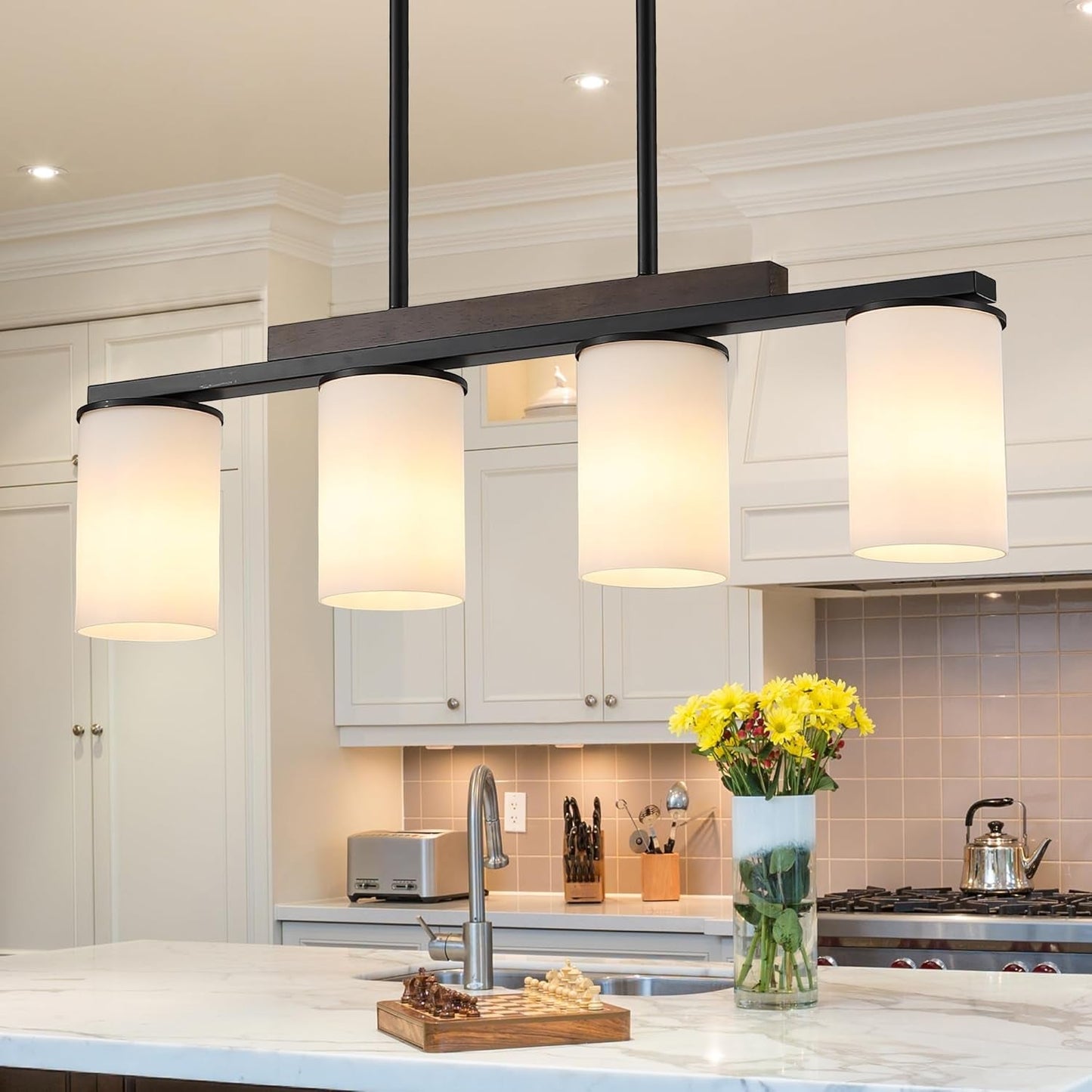 Farmhouse Black Linear Chandelier  (Online Exclusive)