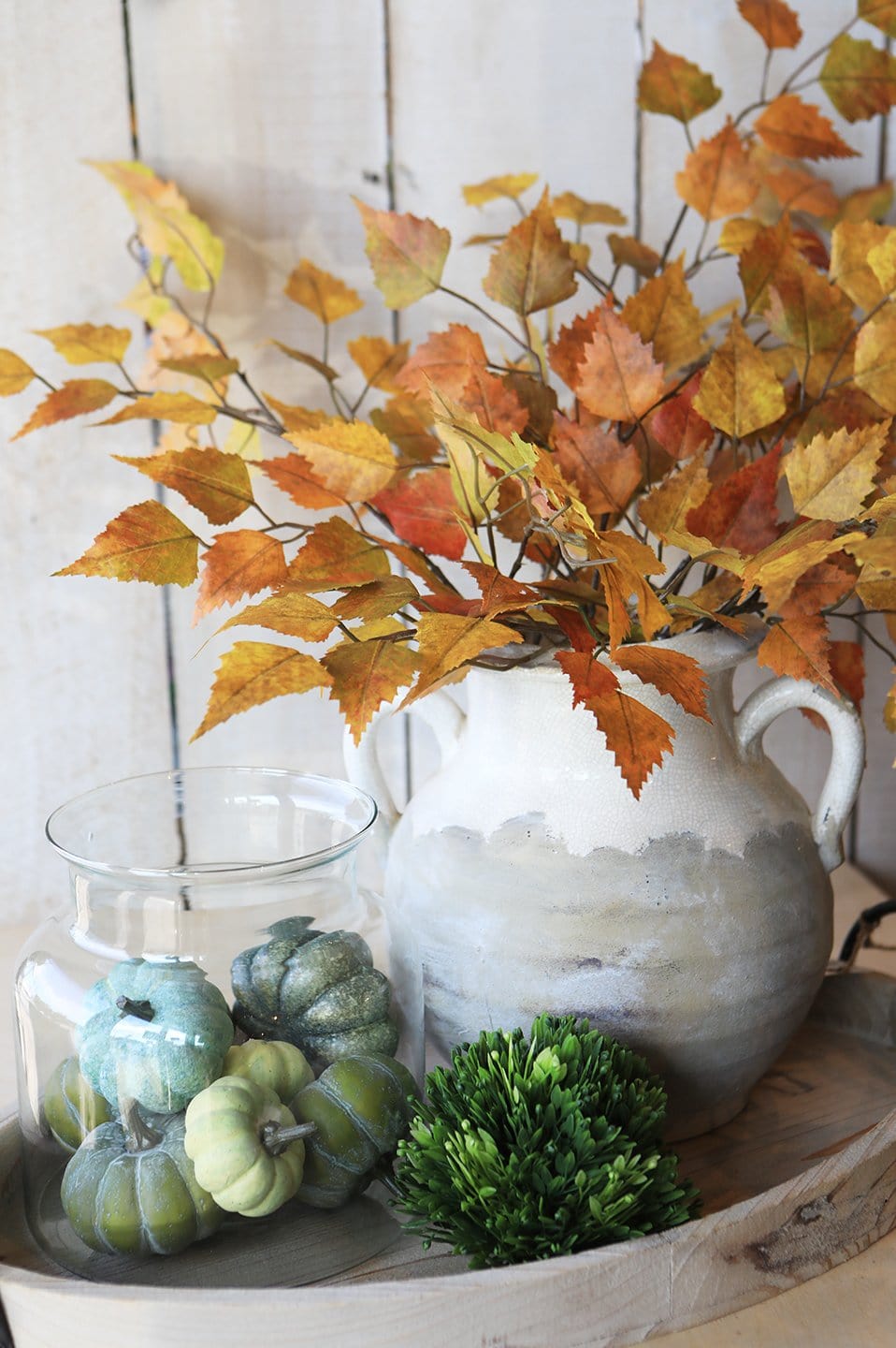 26" Faux Birch Leaf Stem Orange / Mustard / Yellow (Online exclusive)
