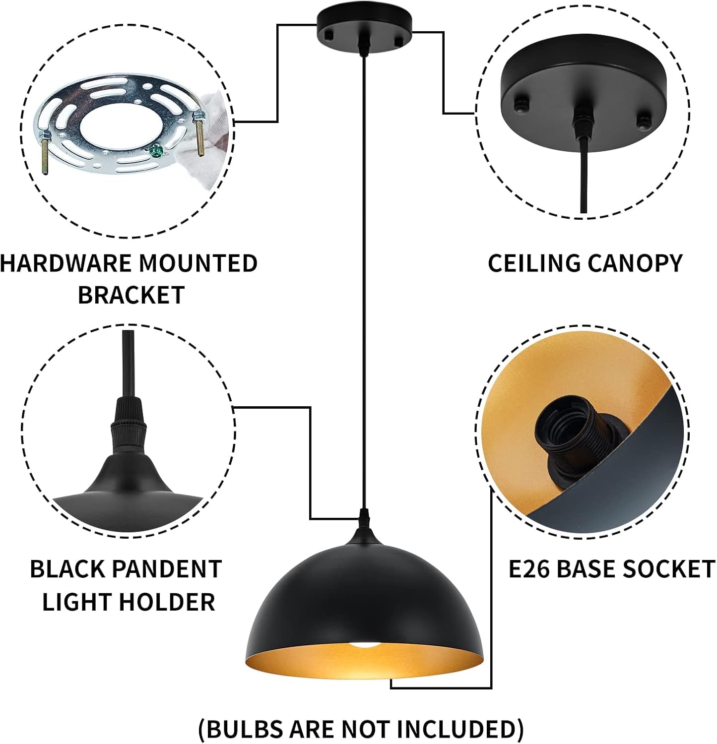 2 Farmhouse Dome Pendant Lights  (Online Exclusive)