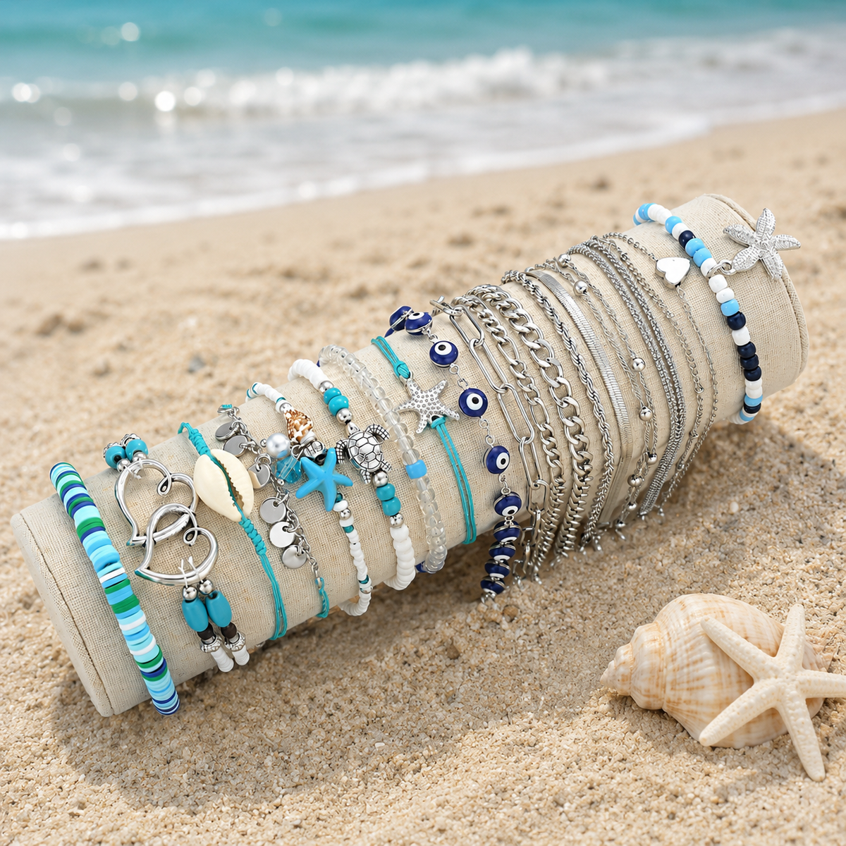 Coastal Anklets | Mixed Gold-Tone, Silver-Tone & Shell Styles