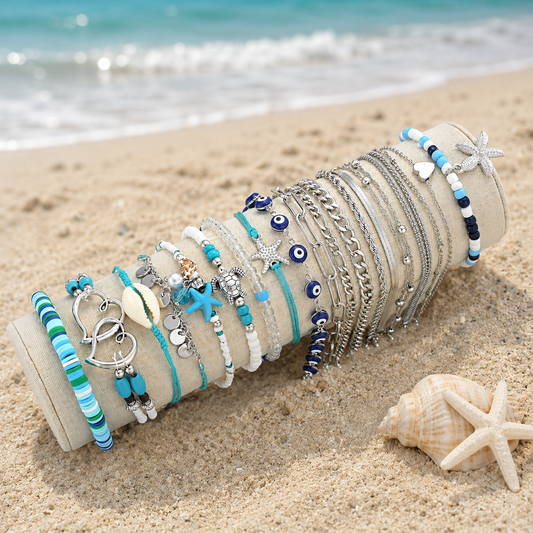 Silver/ shell anklets.
