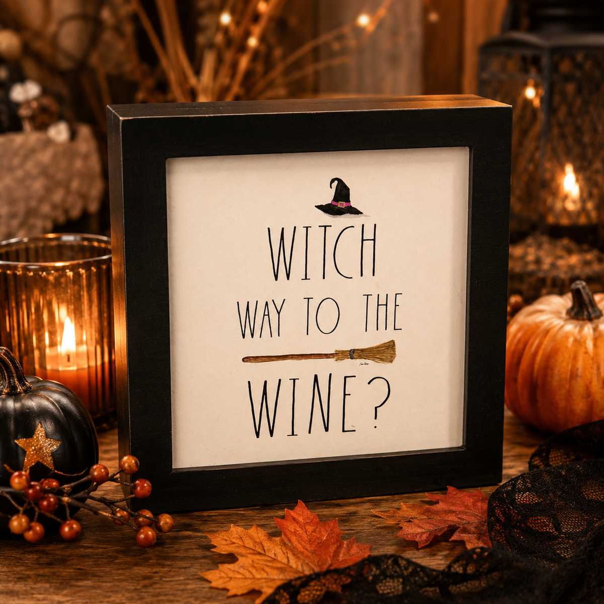 Rae Dunn “Witch Way to the Wine?” Box Sign 🍷🧙‍♀️