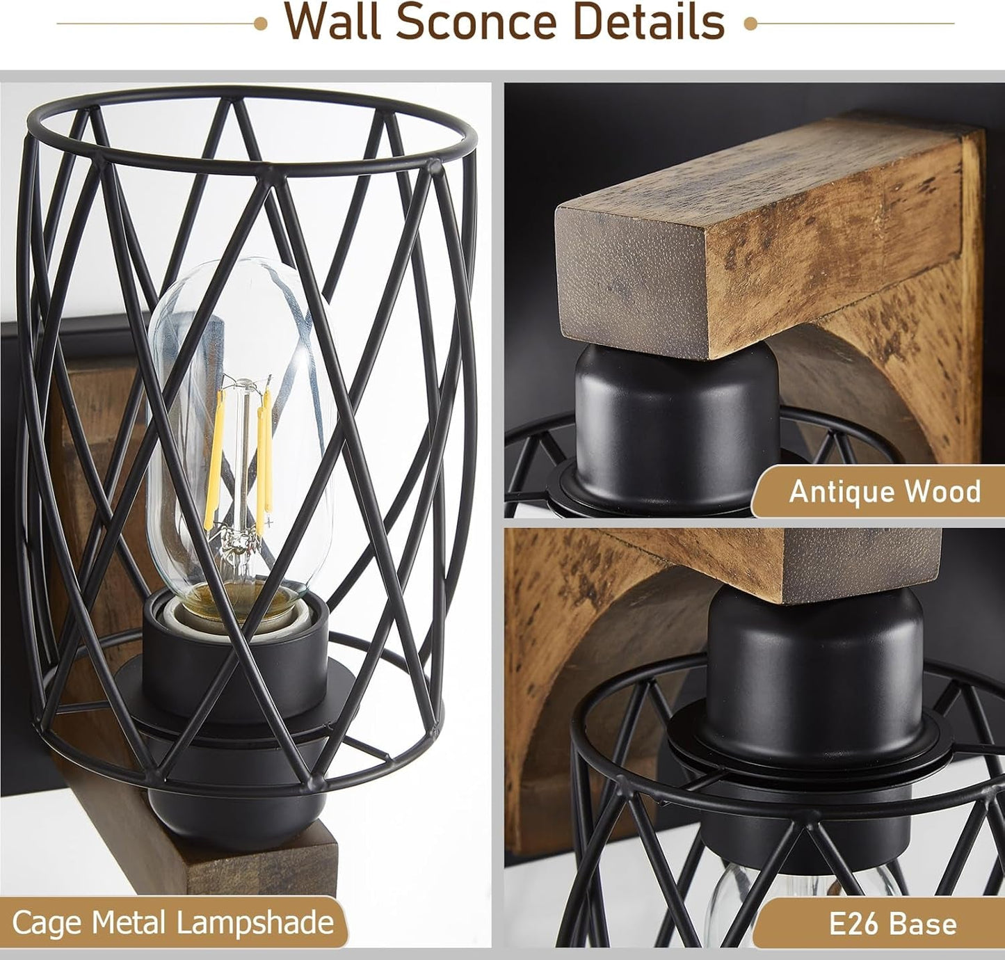 3-Light Wood Bathroom Light Fixture  (Online Exclusive)