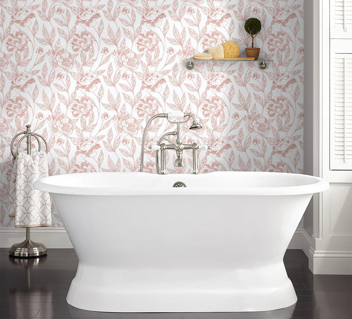 Timeet Pink Floral Peel and Stick Wallpaper Vinyl 17in x 78.7in Modern  (Online Exclusive)