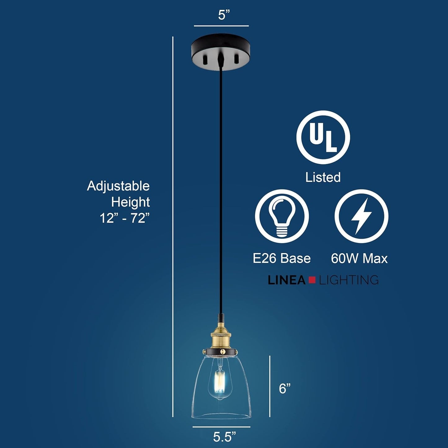 Large Bell Shaped Glass Pendant Light  (Online Exclusive)