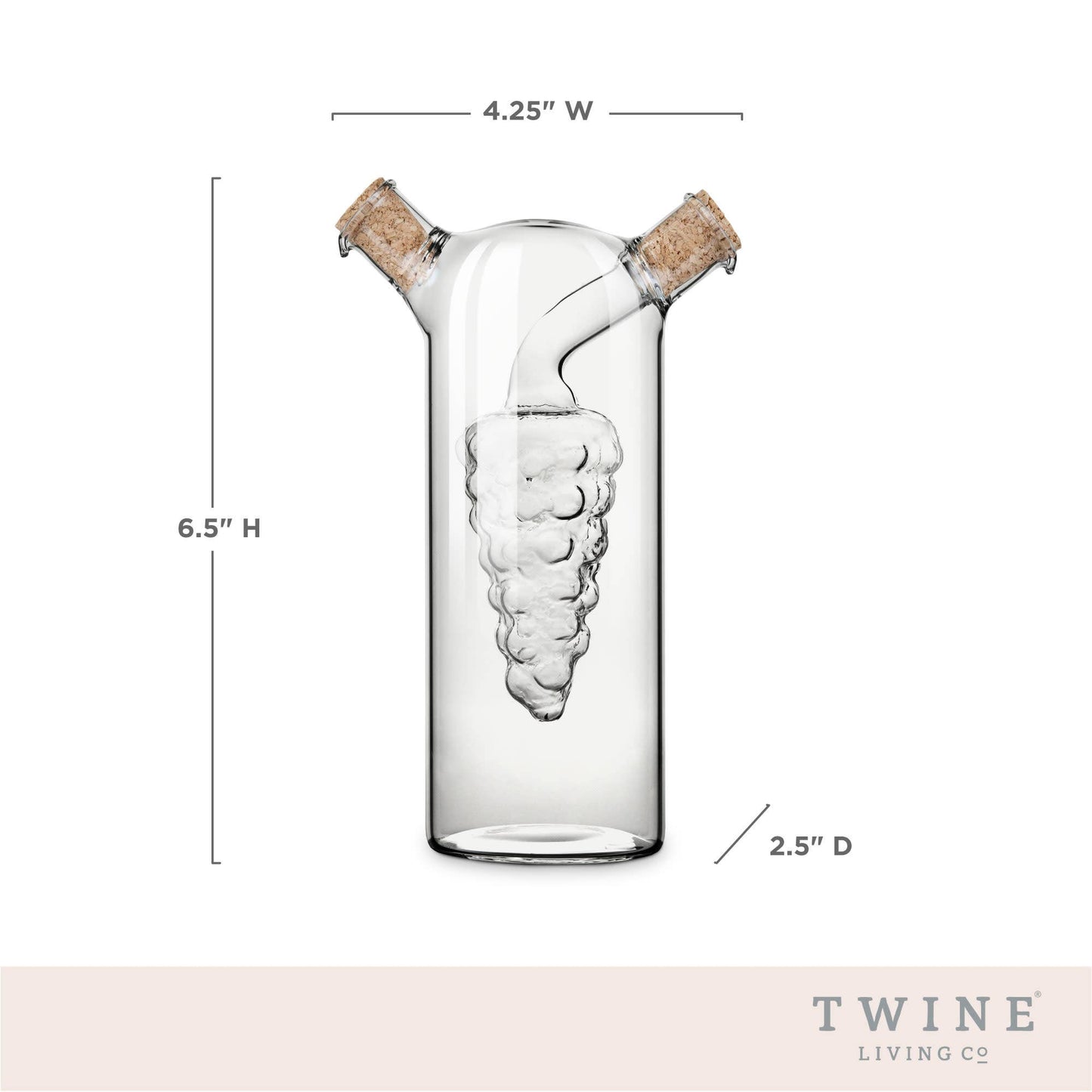 2 in 1 Glass Oil and Vinegar Cruet Bottle with Cork Stoppers