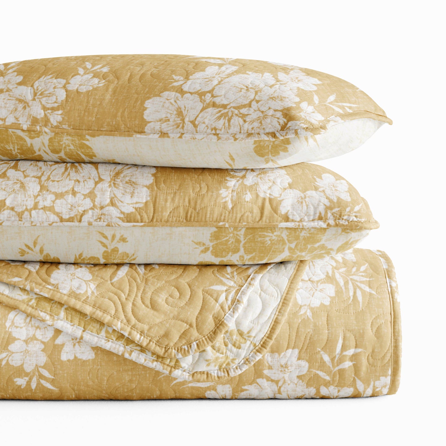 Distressed Bouquet All Season Patterned Reversible Quilt Set