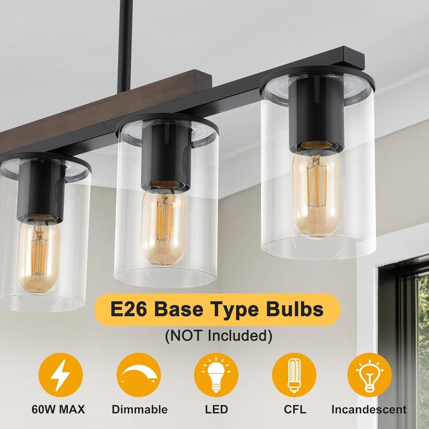 Farmhouse Black Linear Chandelier  (Online Exclusive)