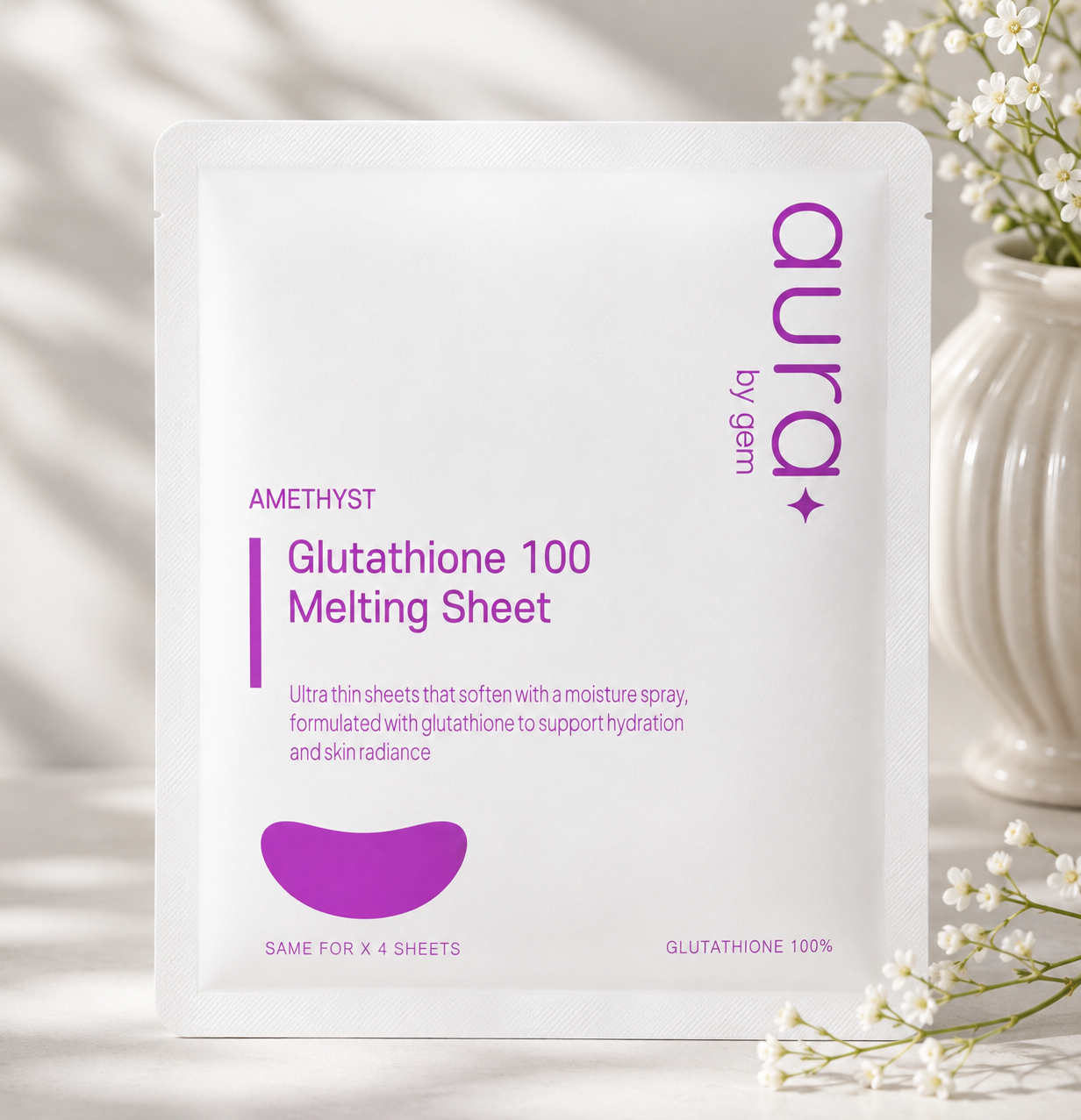 Aura by Gem Amethyst Glutathione 100 Melting Sheet