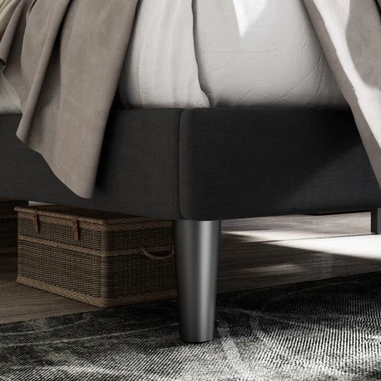 Full size Black Linen Upholstered Platform Bed with Button-Tufted Headboard (Online Exclusive)