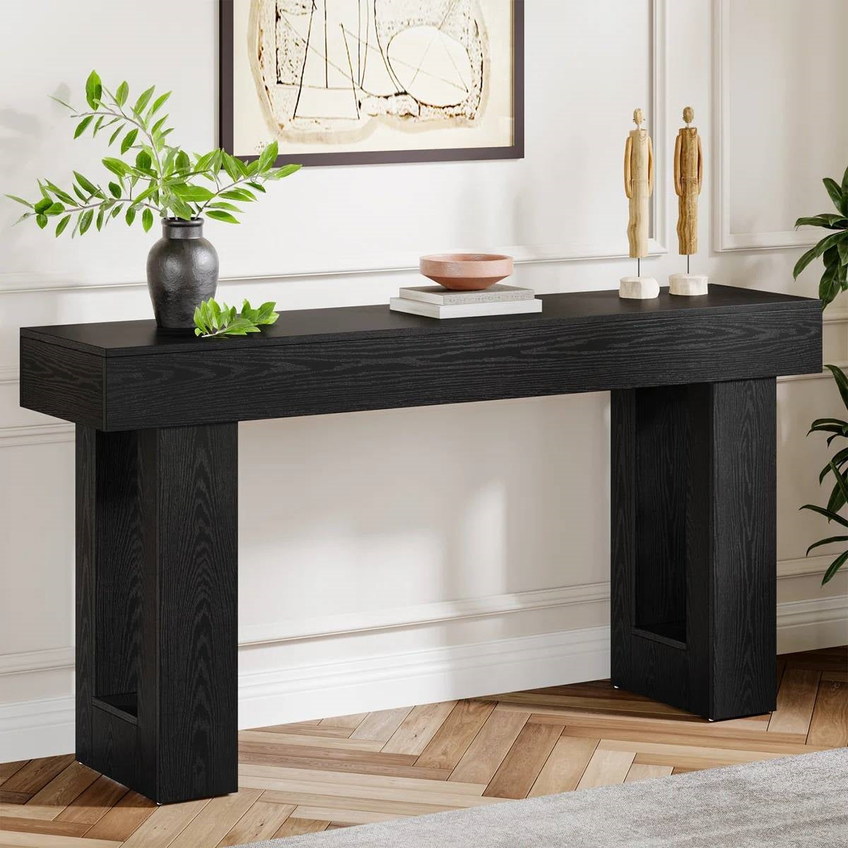 Modern Farmhouse 63-inch Narrow Entryway Console Sofa Table in Black Wood Finish  (Online Exclusive)