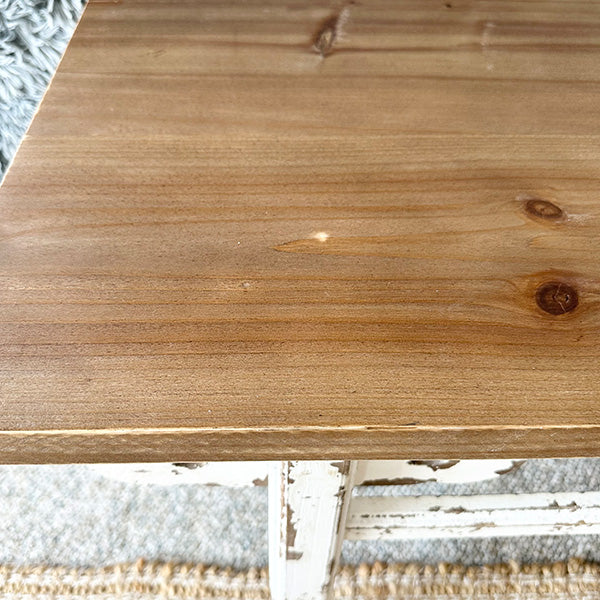 Distressed White Finish Wooden Bench (Online Exclusive)