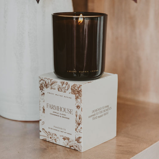 Farmhouse Soy Candle - Boxed Amber Tinted Glass   Jar - 12 oz  (Online Exclusive