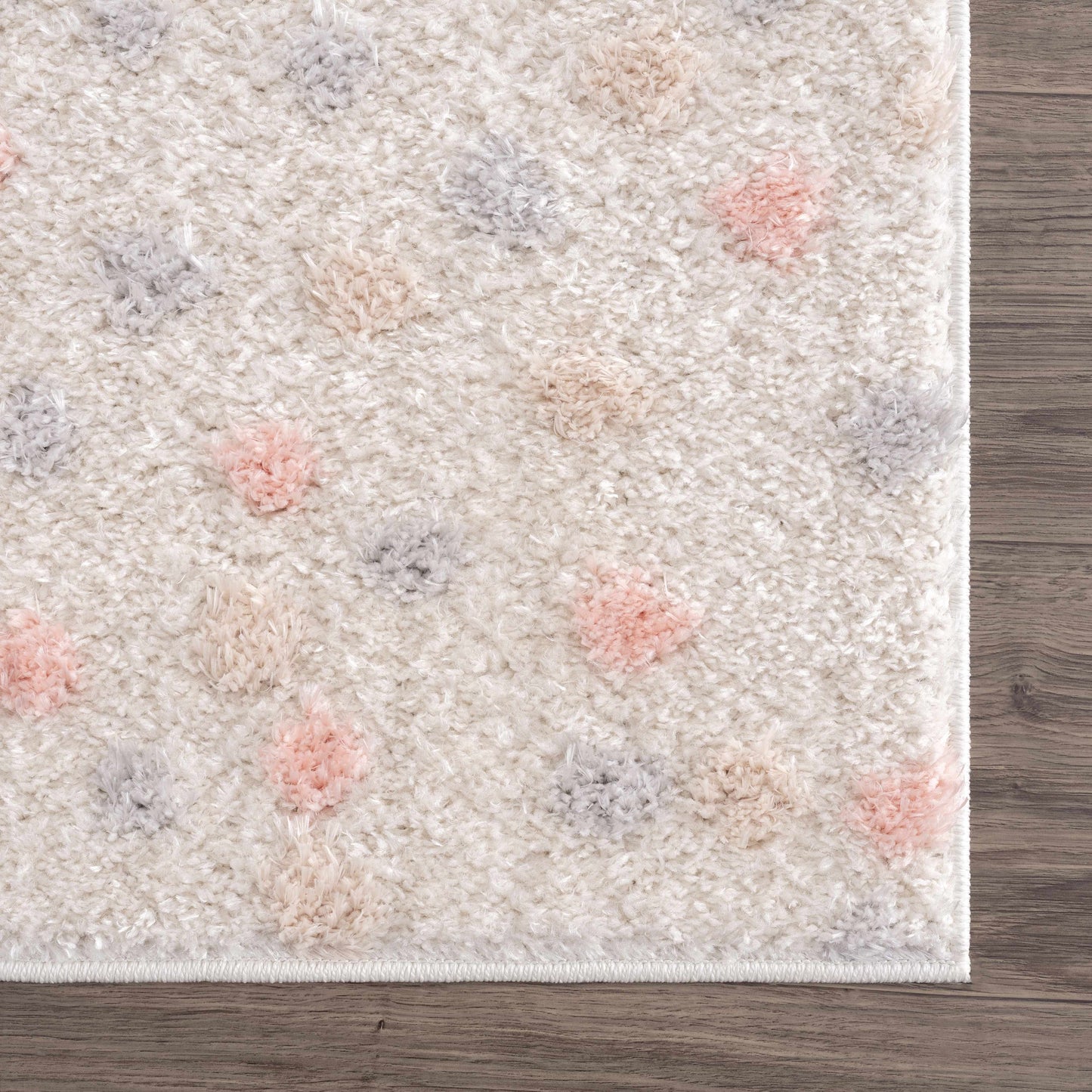 Cansu Pink & Cream Dotted Area Rug  (online exclusive