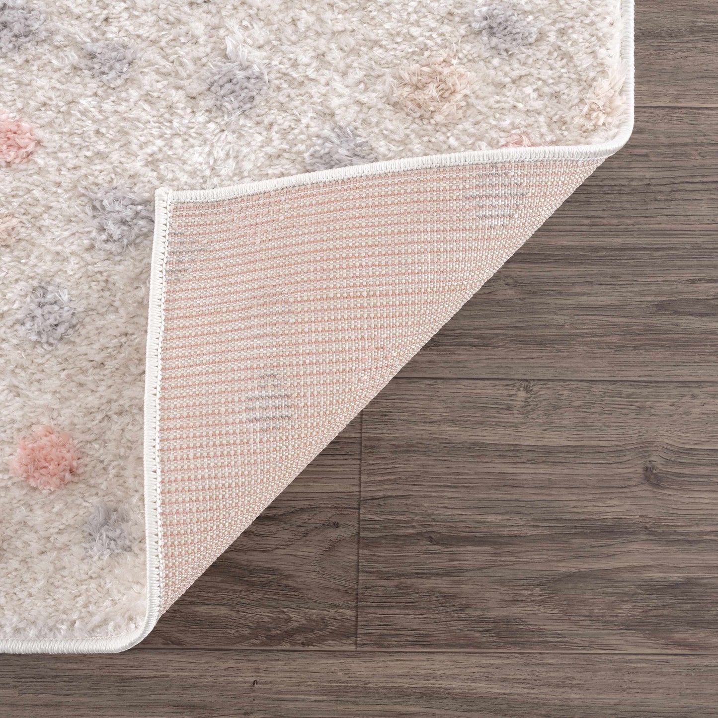 Cansu Pink & Cream Dotted Area Rug  (online exclusive