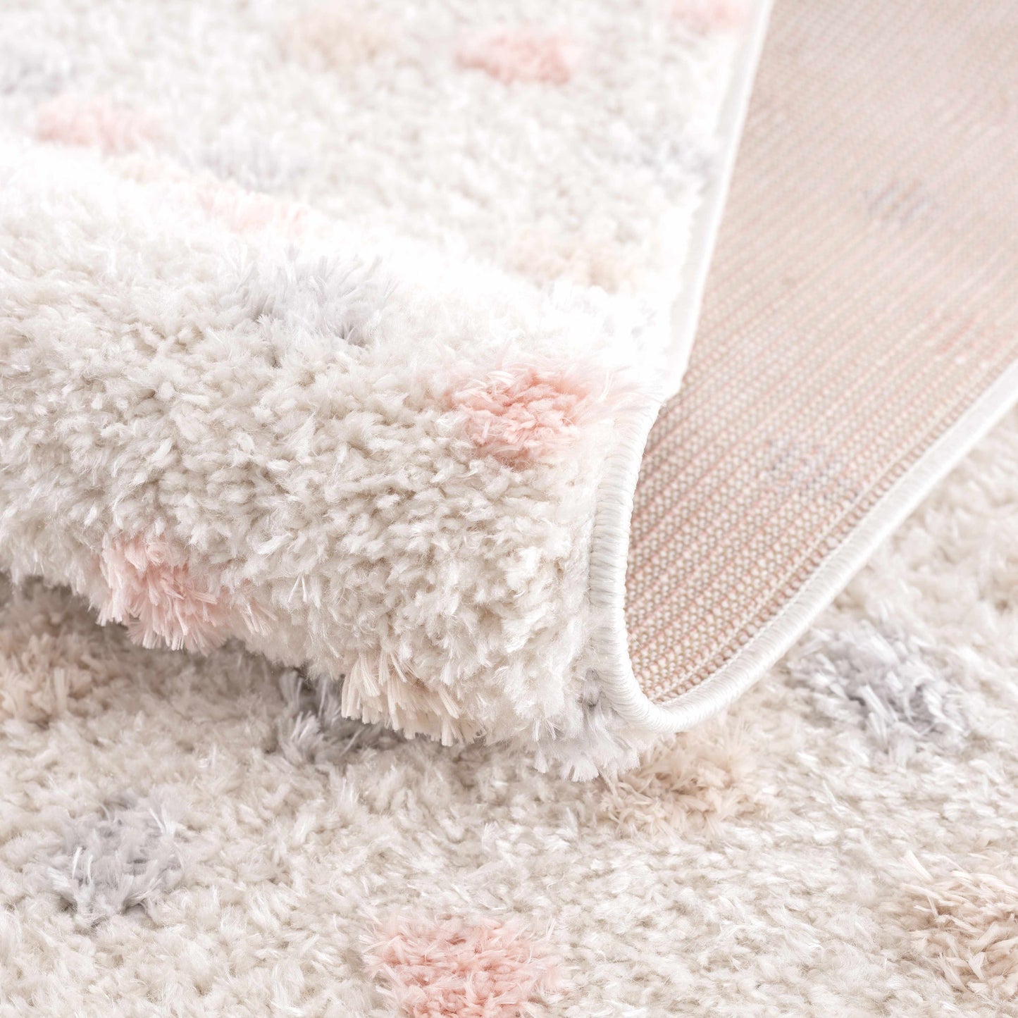 Cansu Pink & Cream Dotted Area Rug  (online exclusive