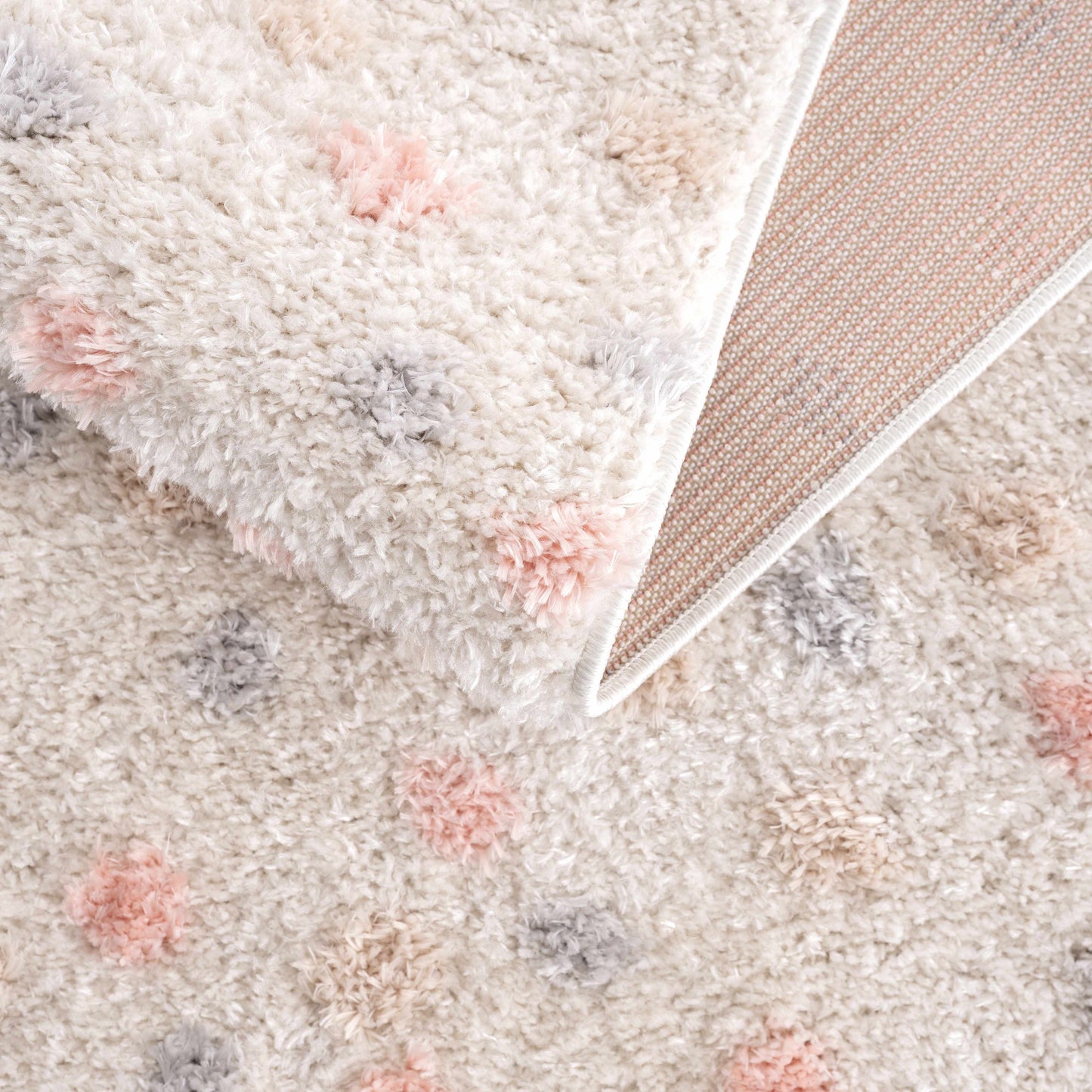 Cansu Pink & Cream Dotted Area Rug  (online exclusive