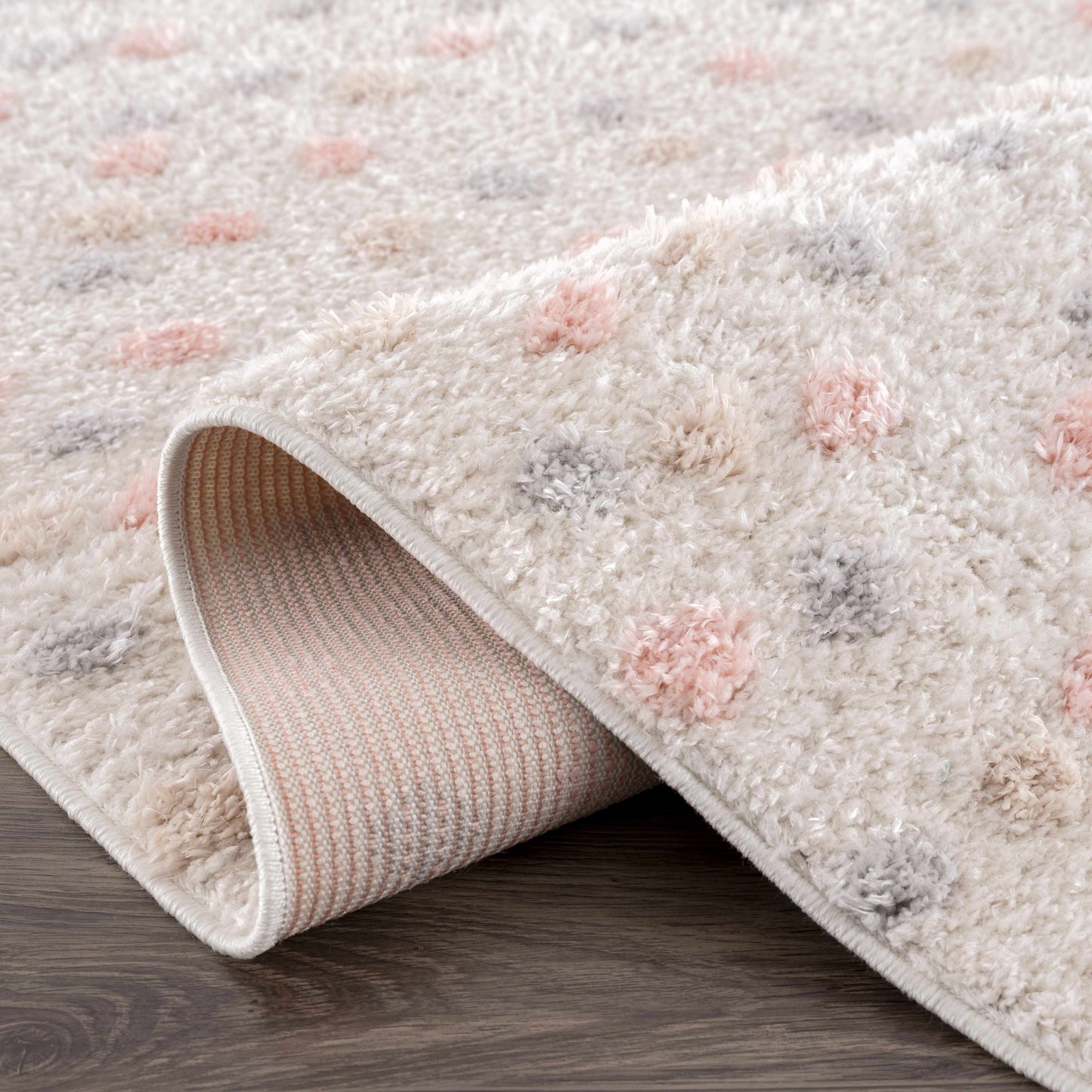 Cansu Pink & Cream Dotted Area Rug  (online exclusive