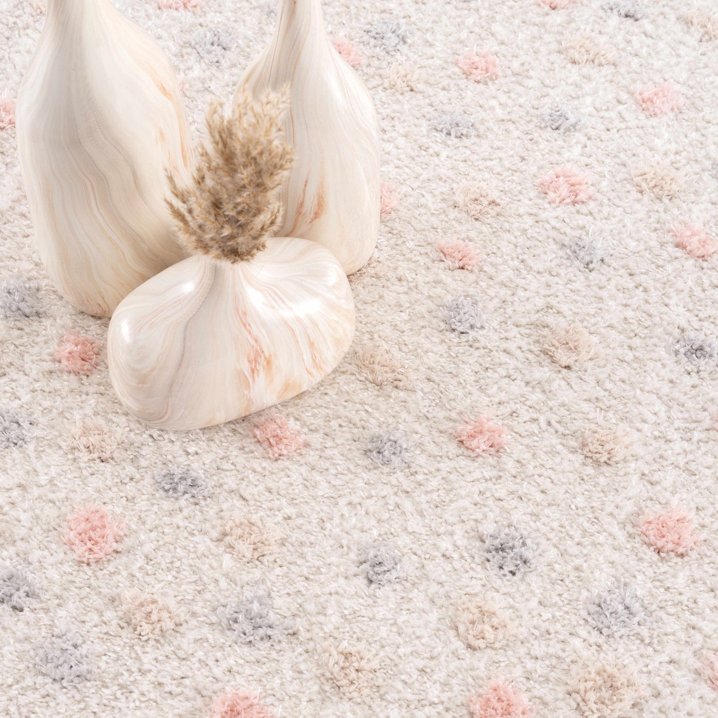 Cansu Pink & Cream Dotted Area Rug  (online exclusive