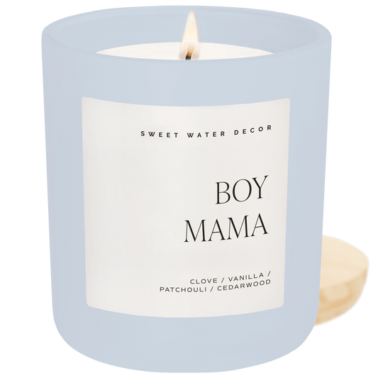 Boy Mama Soy Candle - Blue Matte Jar - 15 oz (Palo Santo Patchouli)  (Online Exclusive