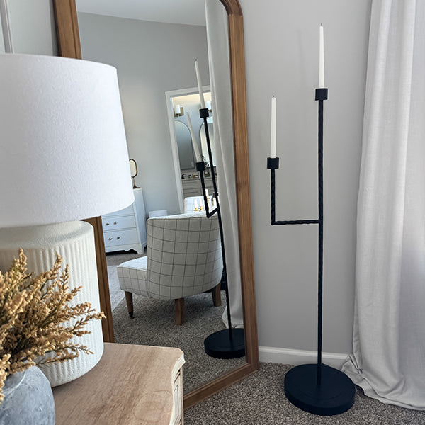 50 Inch Black Iron Floor Candelabra (Online Exclusive)
