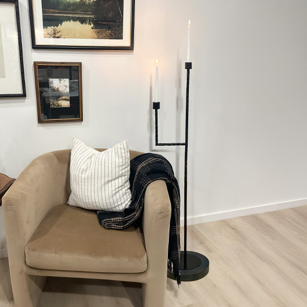 50 Inch Black Iron Floor Candelabra (Online Exclusive)