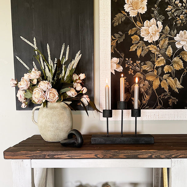 Distressed Black Metal Candle Holder (Online Exclusive)