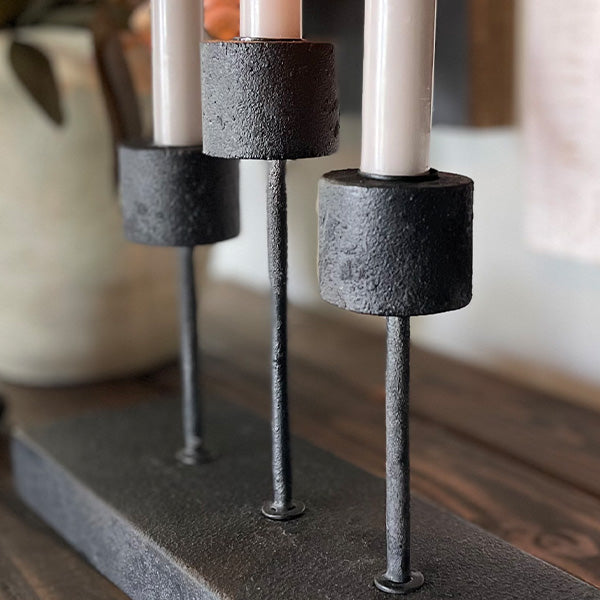 Distressed Black Metal Candle Holder (Online Exclusive)